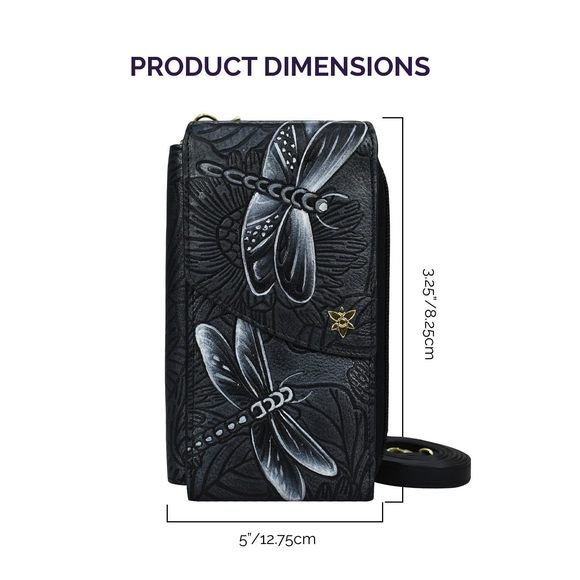 Hand-Painted Genuine Leather Rfid Blocking Crossbody Phone Case - ^_^ - Picture 6 of 6